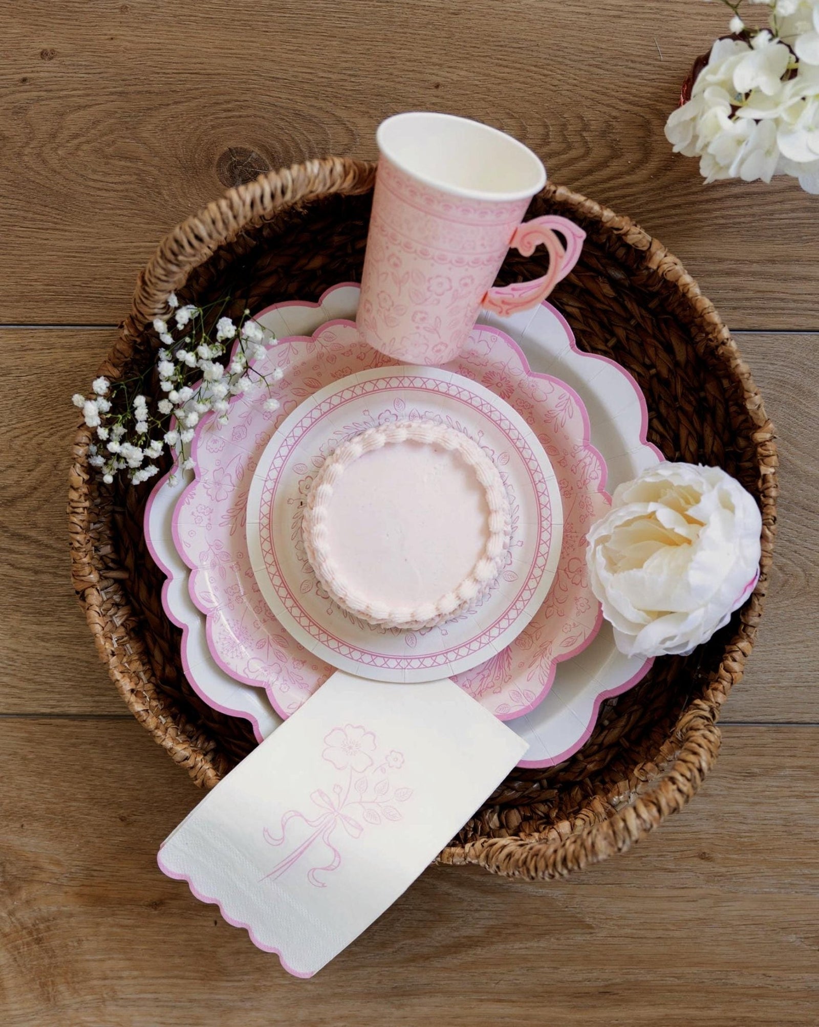 Pink Floral Coquette Dinner Napkins 24ct - Stesha Party