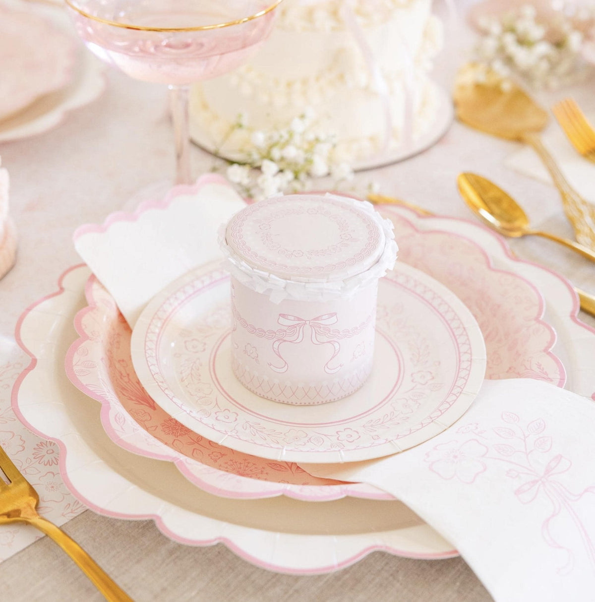 Pink Floral Coquette Dinner Napkins 24ct - Stesha Party