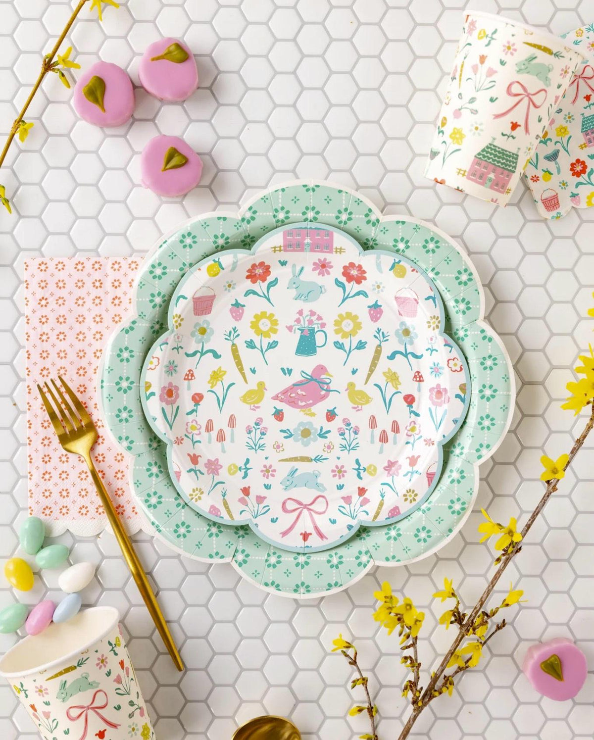 Pink Floral Guest Towel Napkins 24ct - Stesha Party