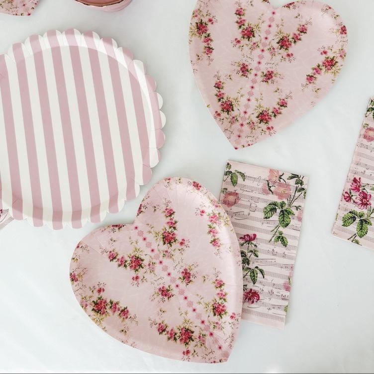 Pink Floral Music Sheet Napkins 24ct - Stesha Party