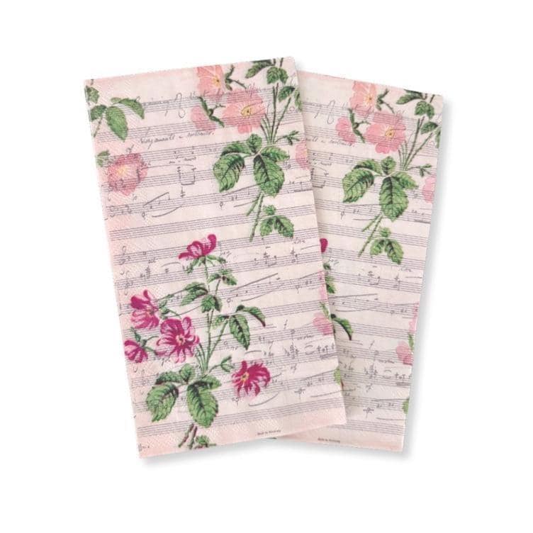 Pink Floral Music Sheet Napkins 24ct - Stesha Party