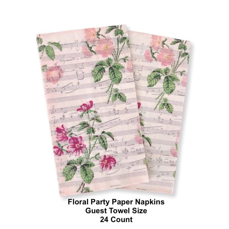 Pink Floral Music Sheet Napkins 24ct - Stesha Party