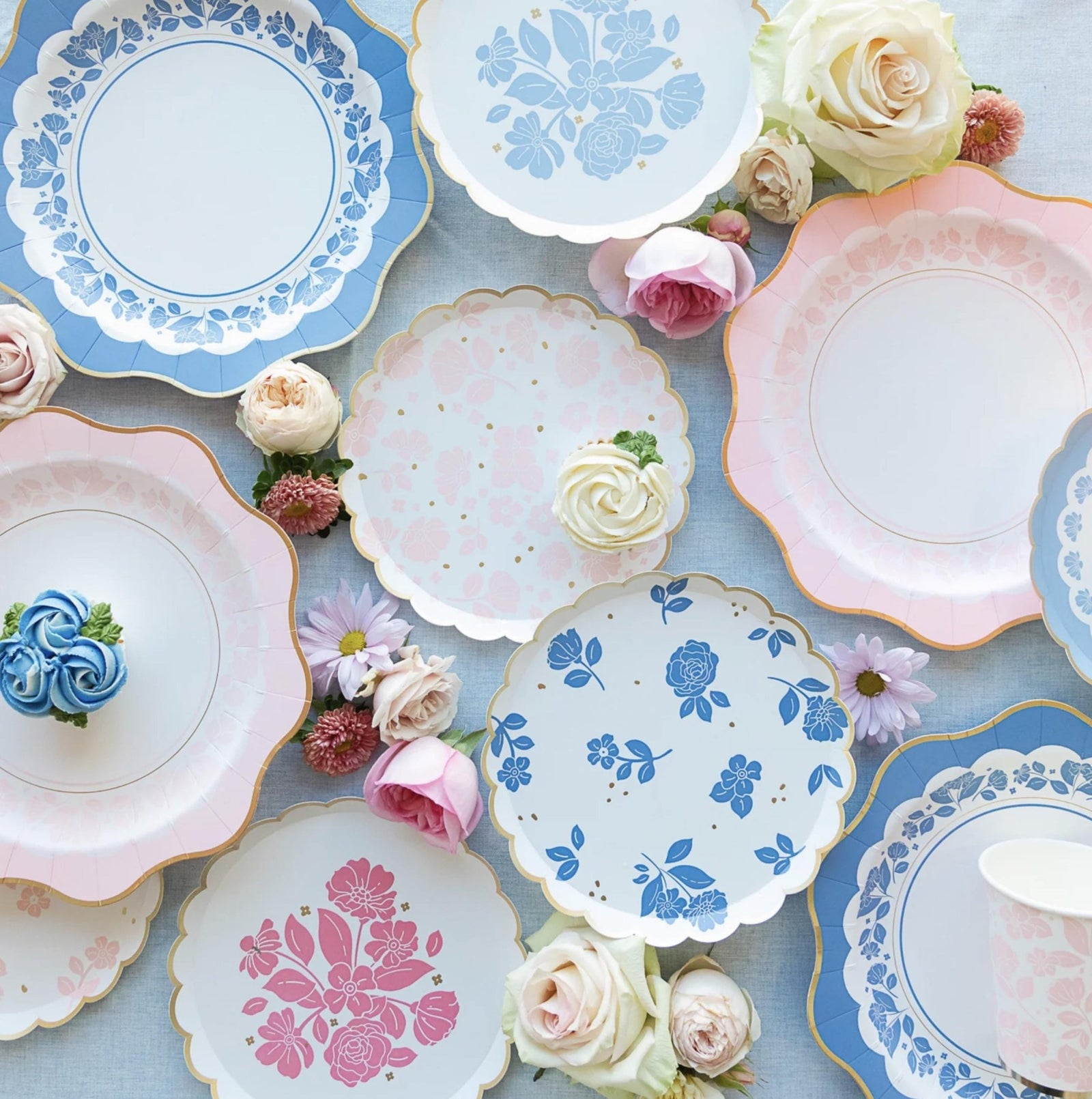 Pink Floral Paper Dessert Plates 8ct - Stesha Party