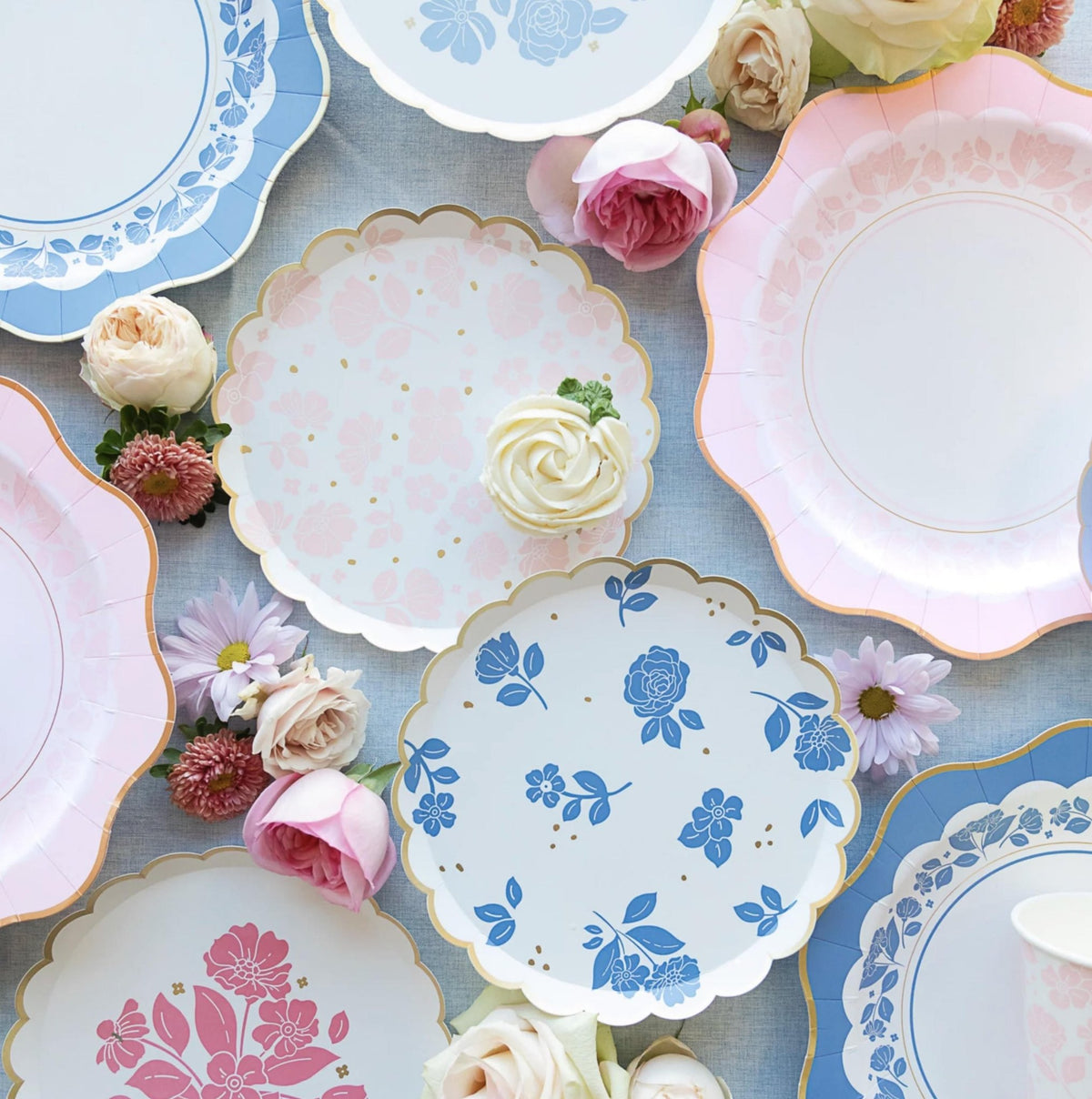 Pink Floral Paper Dessert Plates 8ct - Stesha Party