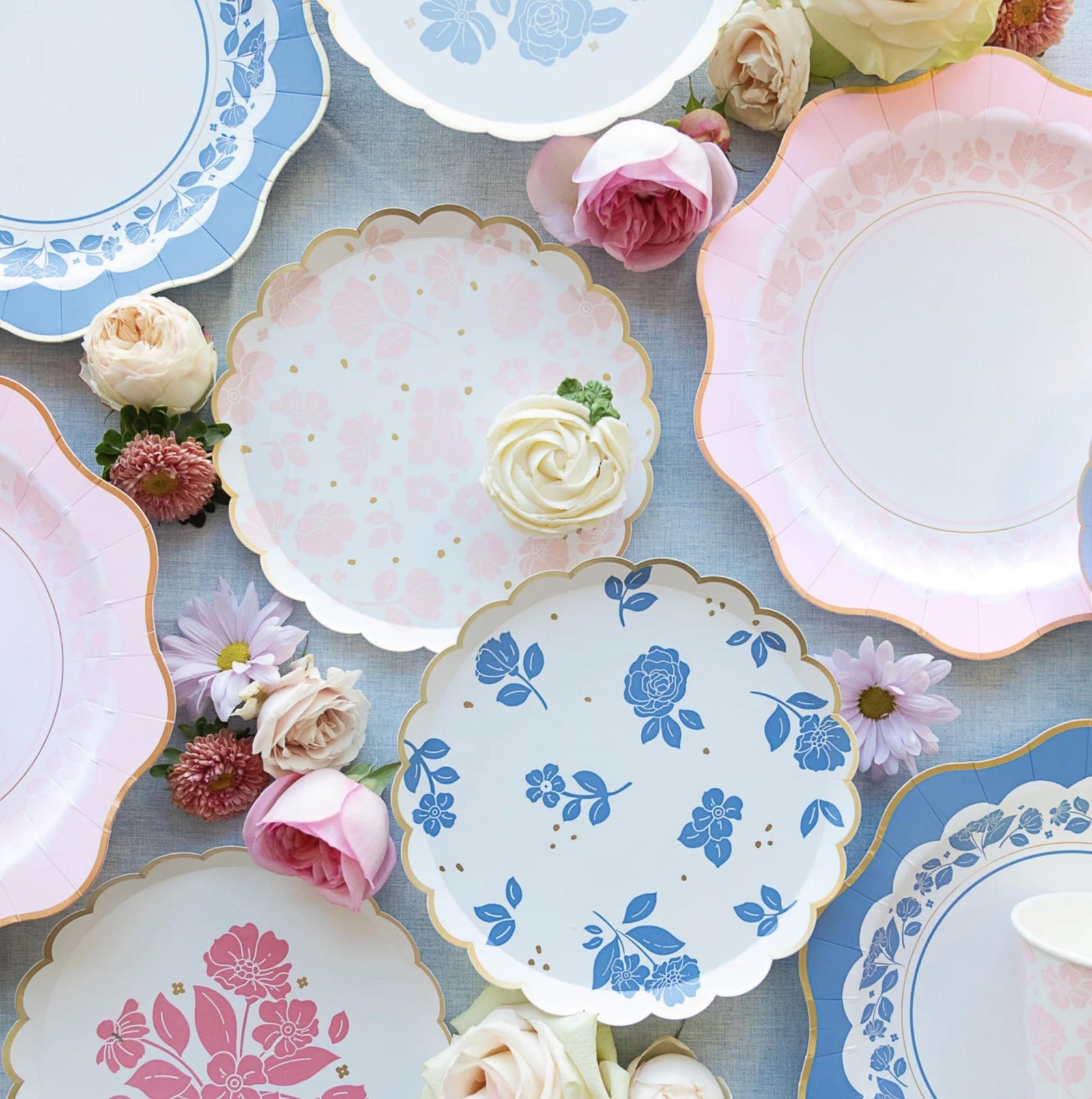 Pink Floral Paper Dessert Plates 8ct - Stesha Party
