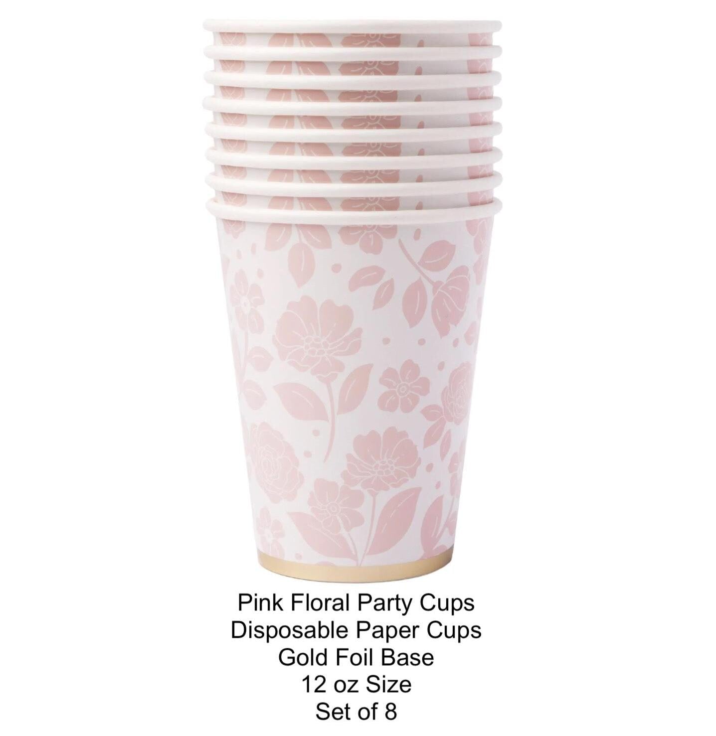 Pink Floral Party Cups 8ct - Stesha Party