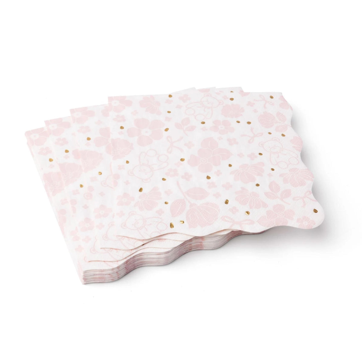 Pink Floral Teddy Bear Party Napkins 20ct - Stesha Party
