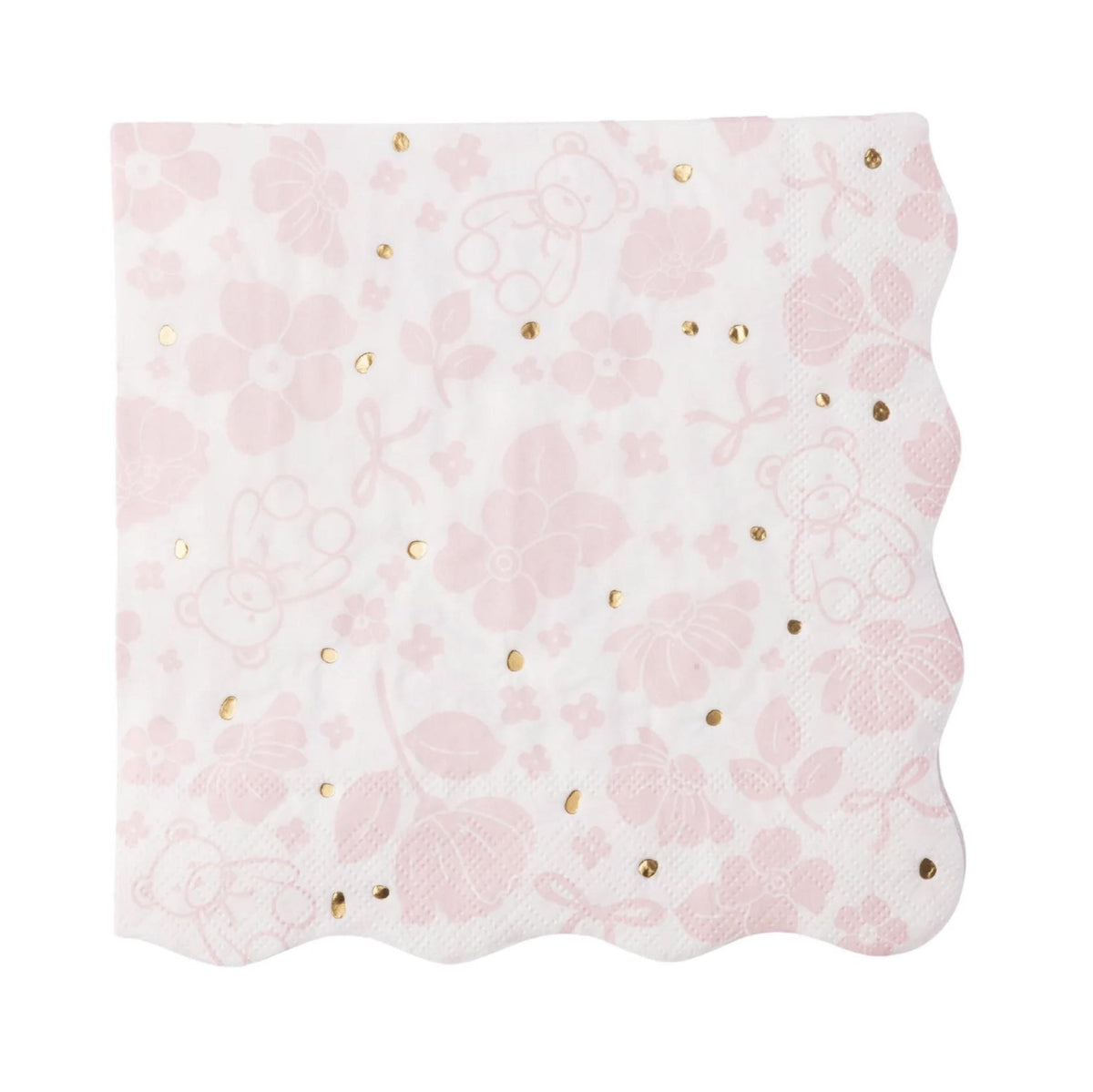 Pink Floral Teddy Bear Party Napkins 20ct - Stesha Party
