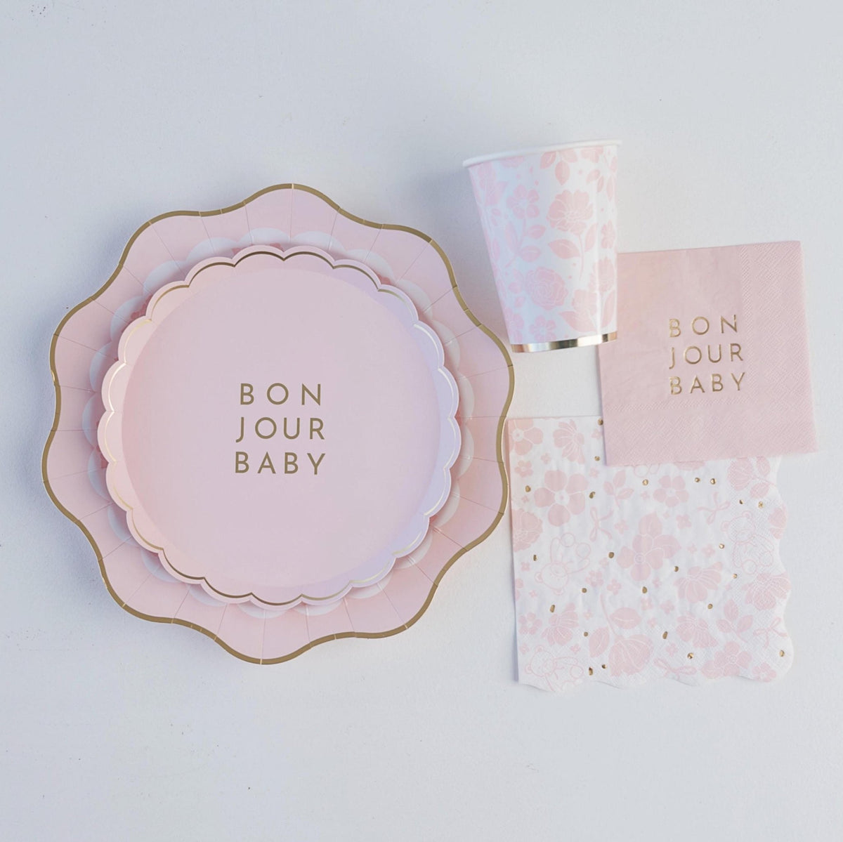 Pink Floral Teddy Bear Party Napkins 20ct - Stesha Party