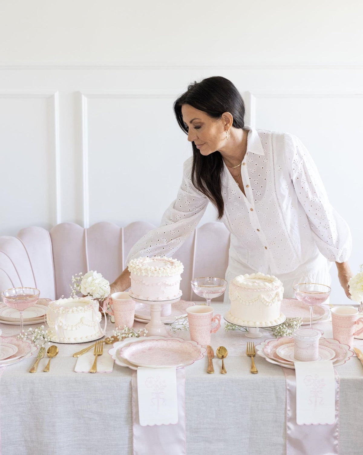 Pink Floral Toile Paper Dinner Plates - Stesha Party