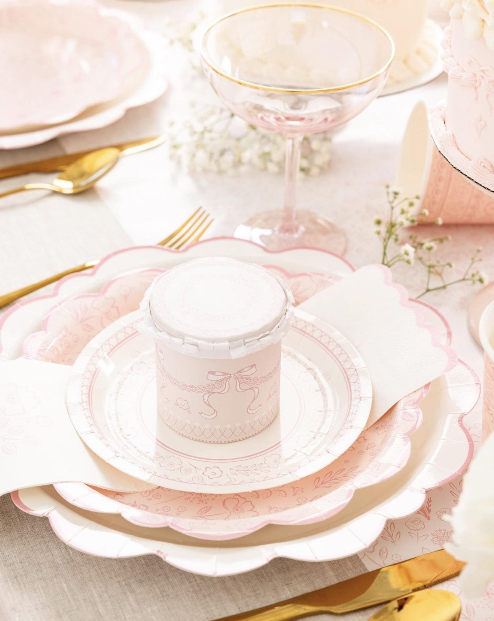 Pink Floral Toile Paper Dinner Plates - Stesha Party