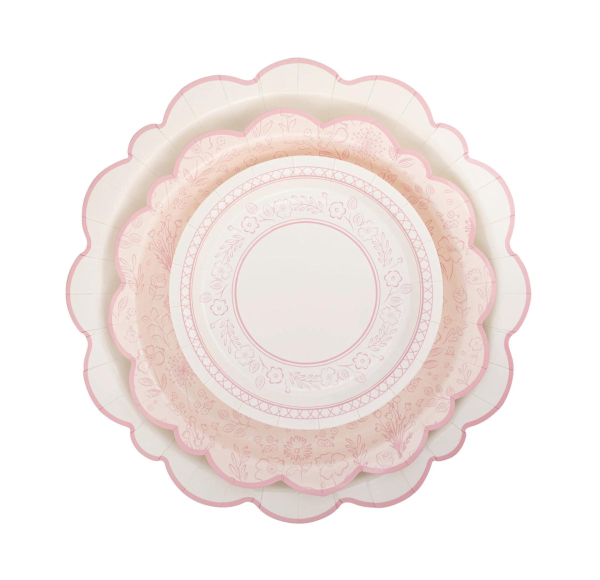 Pink Floral Toile Paper Dinner Plates - Stesha Party