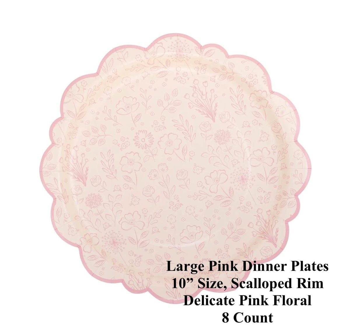 Pink Floral Toile Paper Dinner Plates - Stesha Party