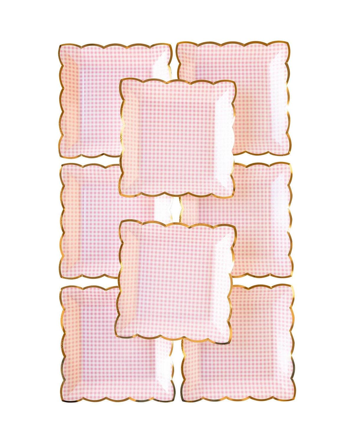 Pink Gingham Plates 8ct - Stesha Party