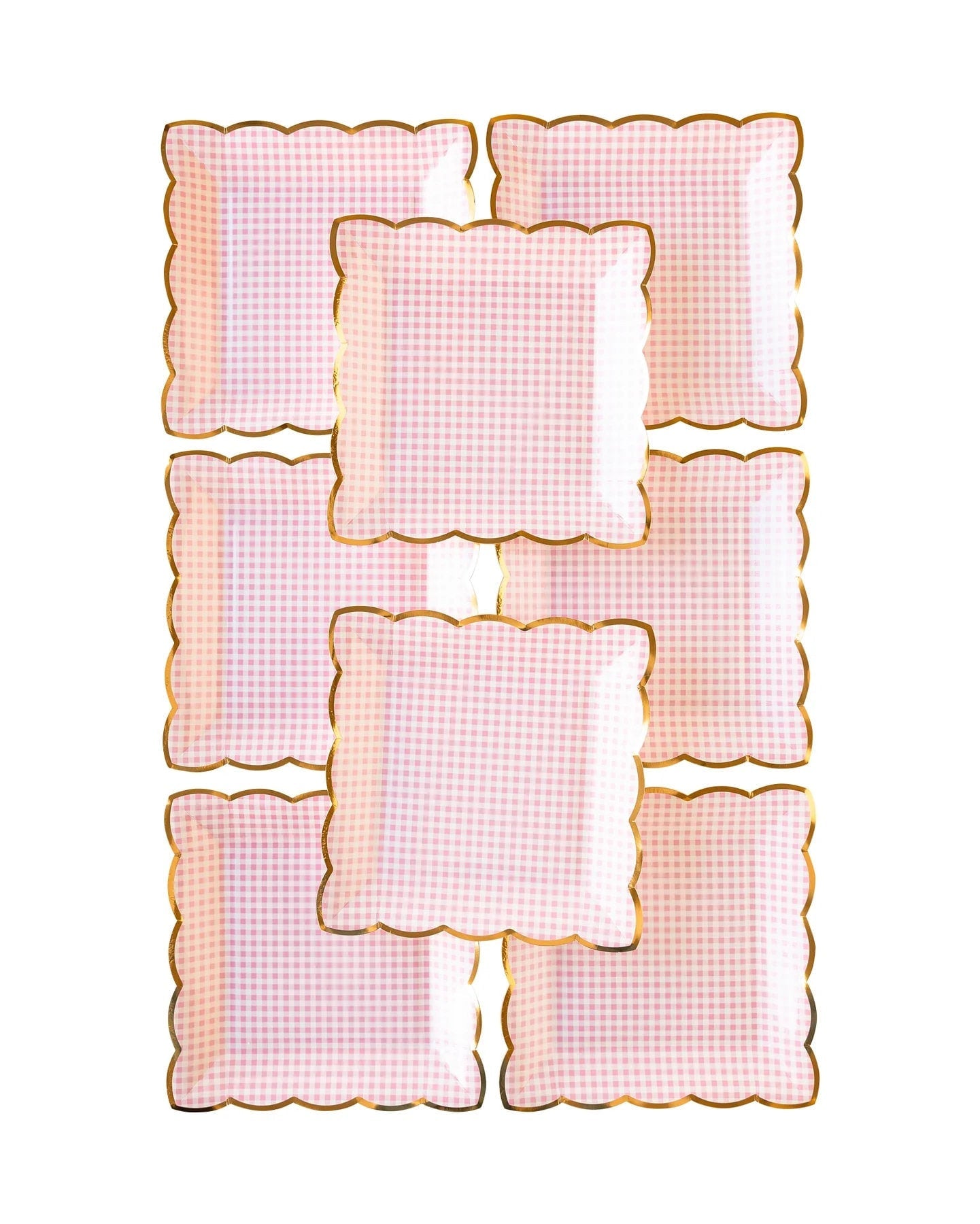 Pink Gingham Plates 8ct - Stesha Party