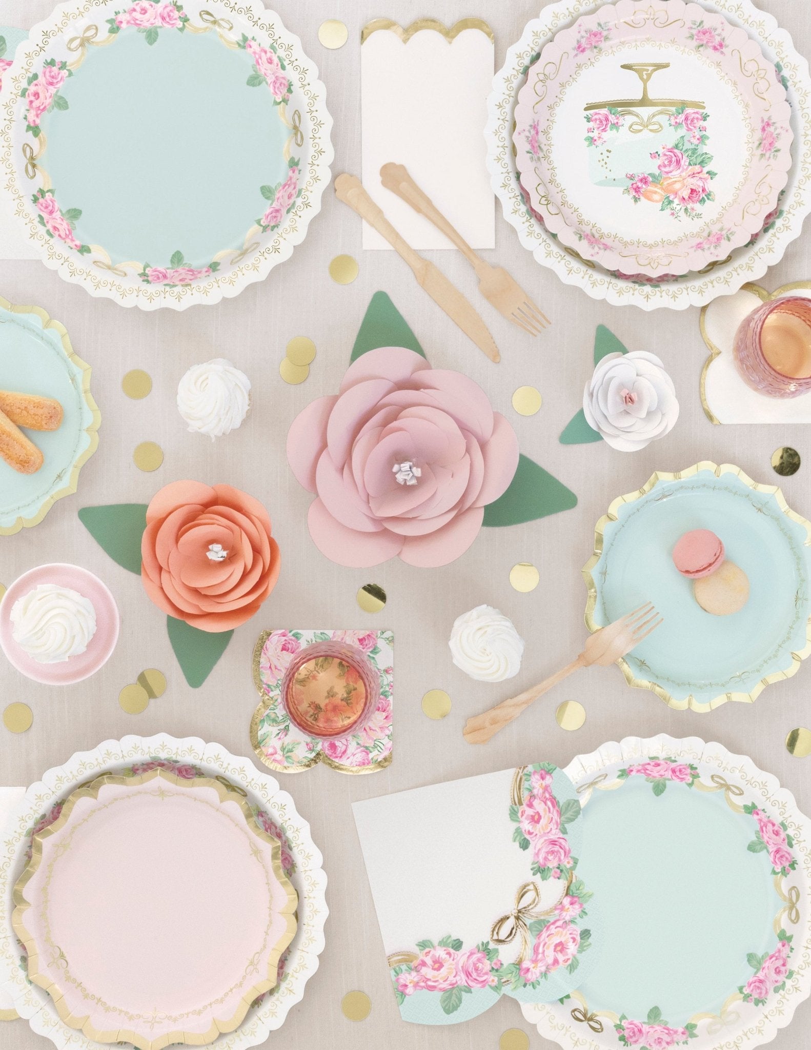 Pink & Gold Paper Dinner Plates - Stesha Party