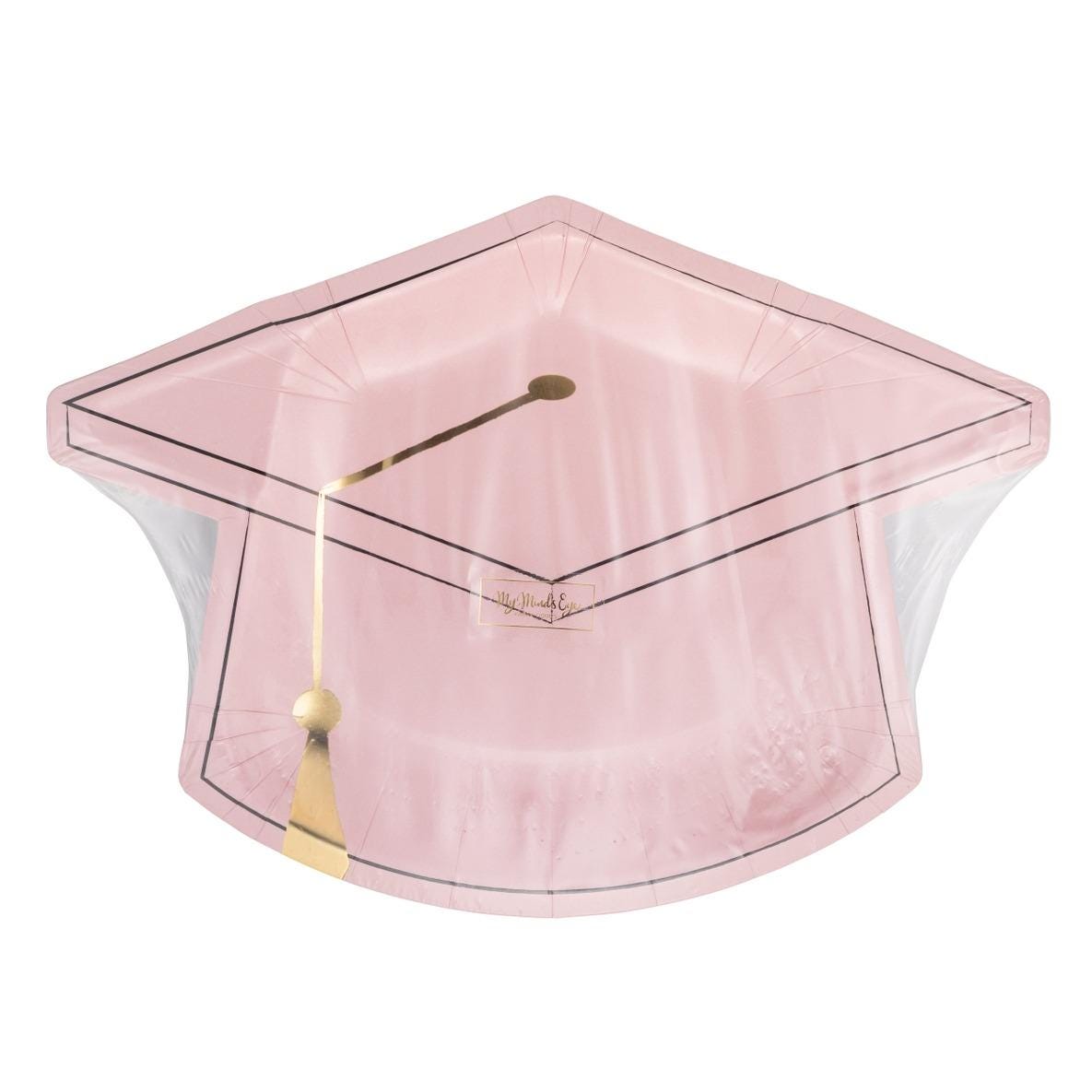 Pink Graduation Cap Plates 8ct - Stesha Party