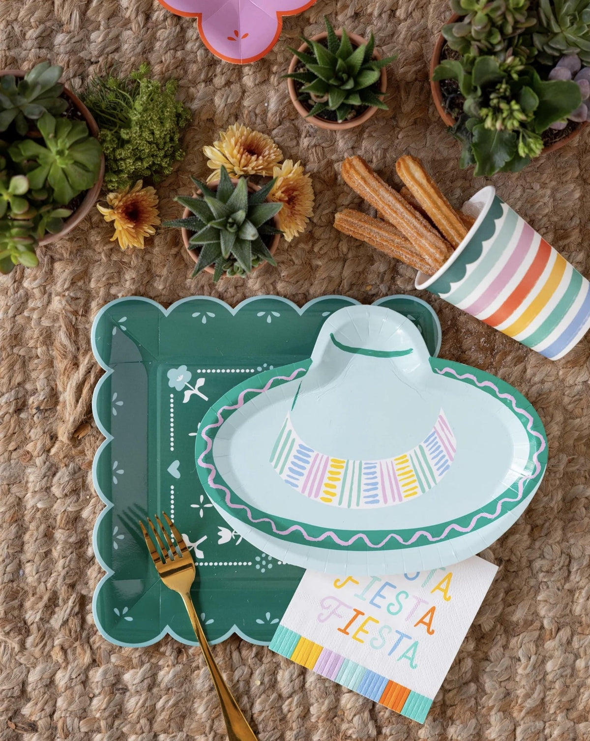 Pink & Green Fiesta Plates - Stesha Party