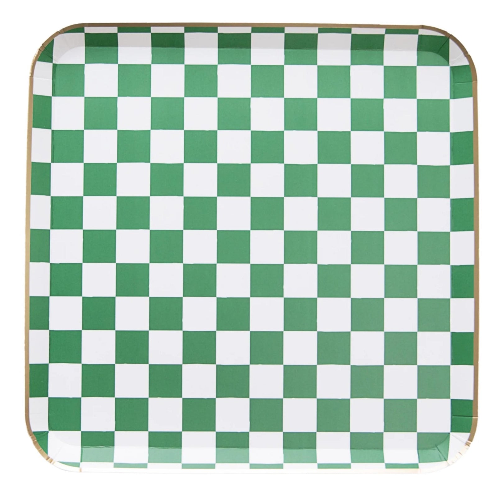 Pink & Green Square Checkered Paper Plates 8ct - Stesha Party
