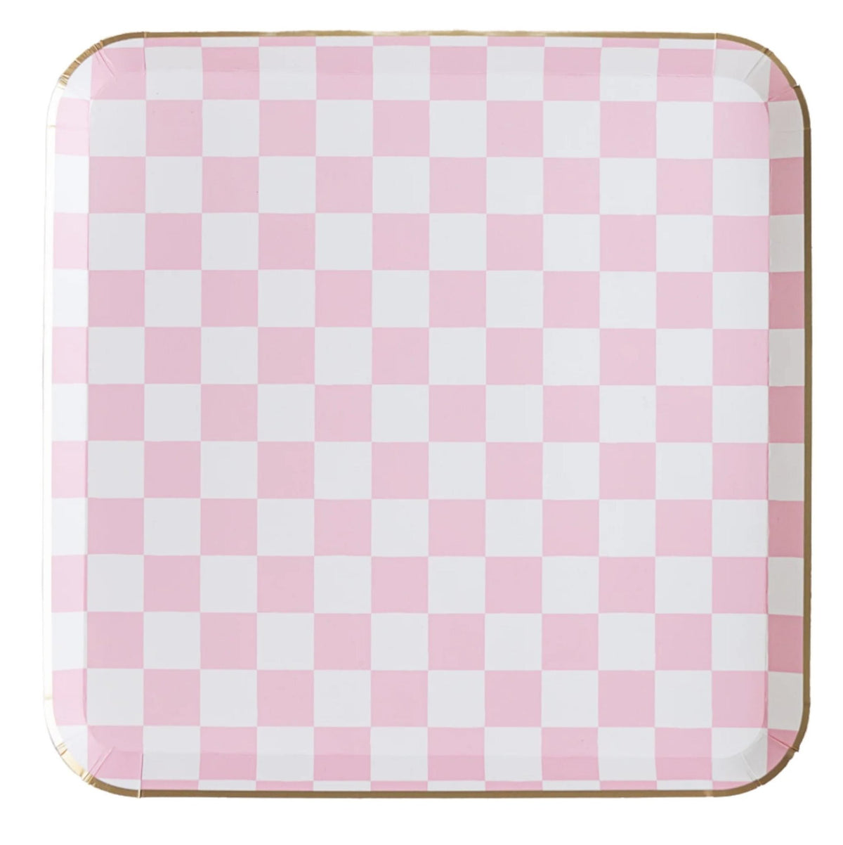 Pink & Green Square Checkered Paper Plates 8ct - Stesha Party
