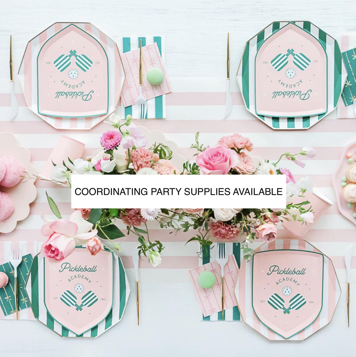 Pink & Green Striped Dinner Napkins 20ct - Stesha Party