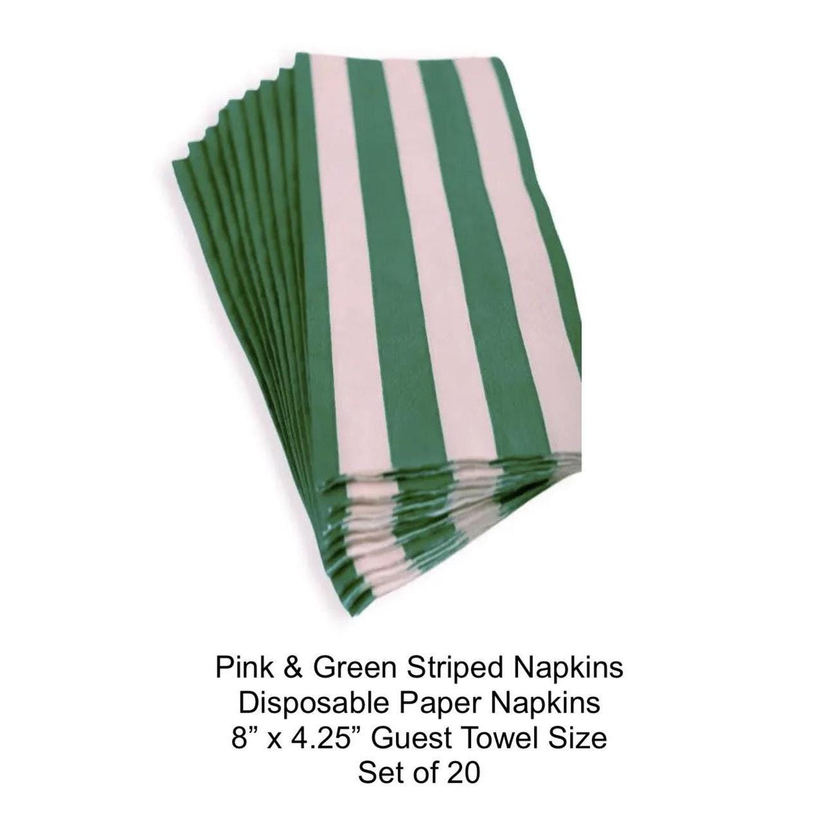 Pink & Green Striped Dinner Napkins 20ct - Stesha Party
