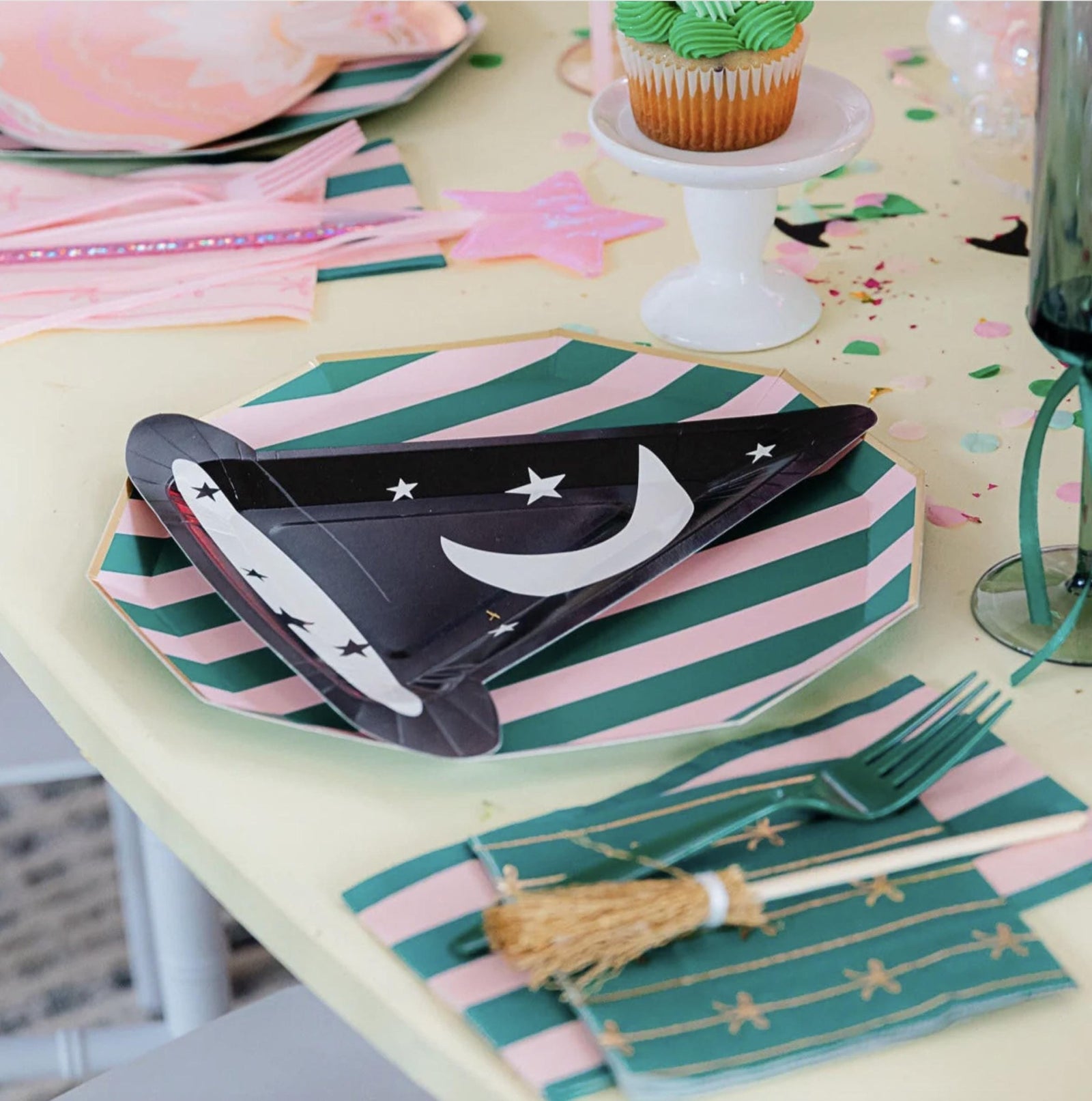 Pink & Green Striped Dinner Napkins 20ct - Stesha Party