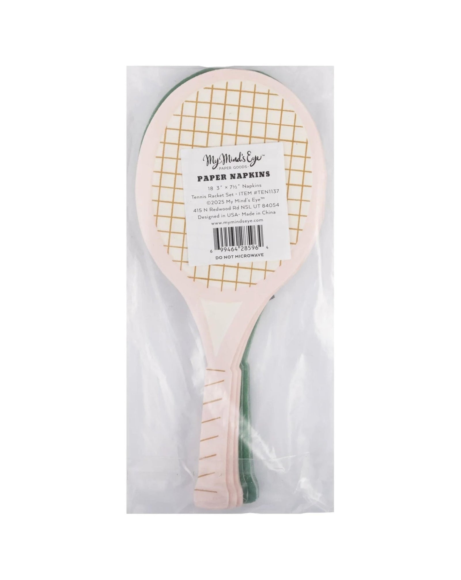 Pink & Green Tennis Racket Napkins - Stesha Party
