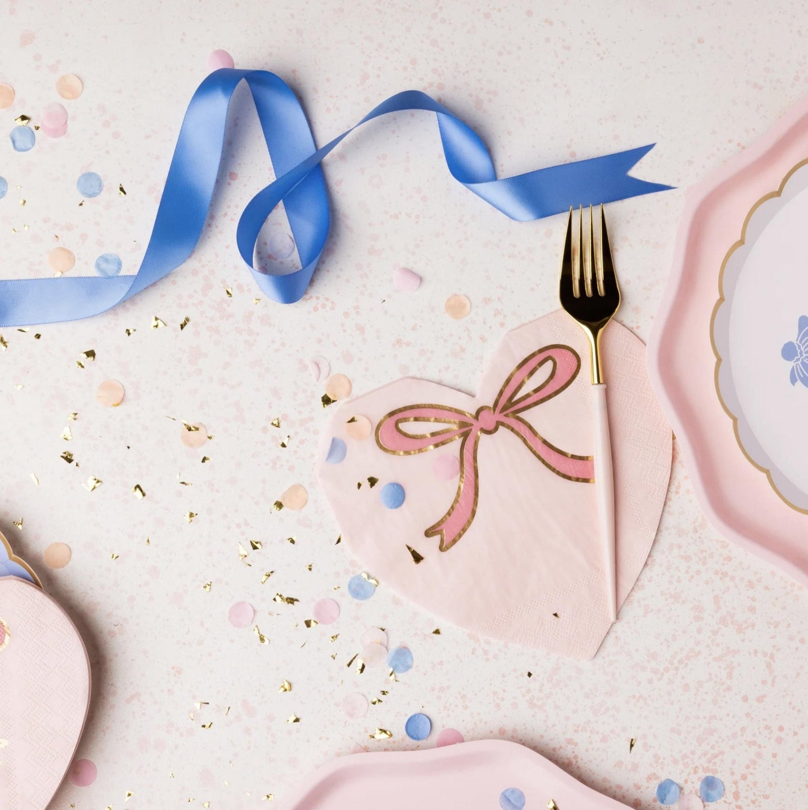 Pink Heart Bow Napkins - Stesha Party