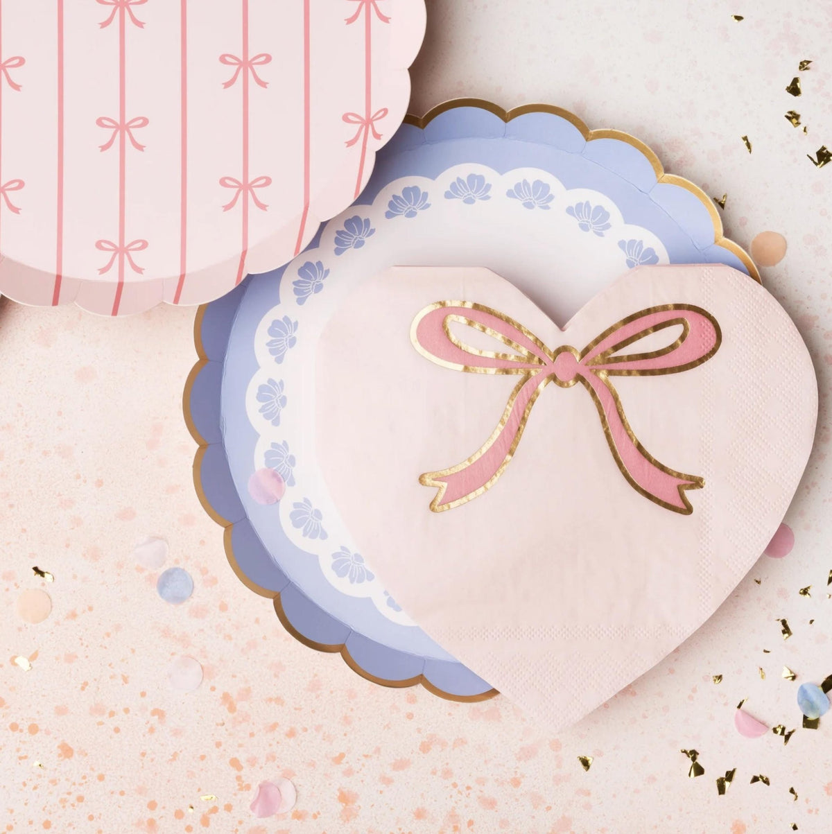Pink Heart Bow Napkins - Stesha Party