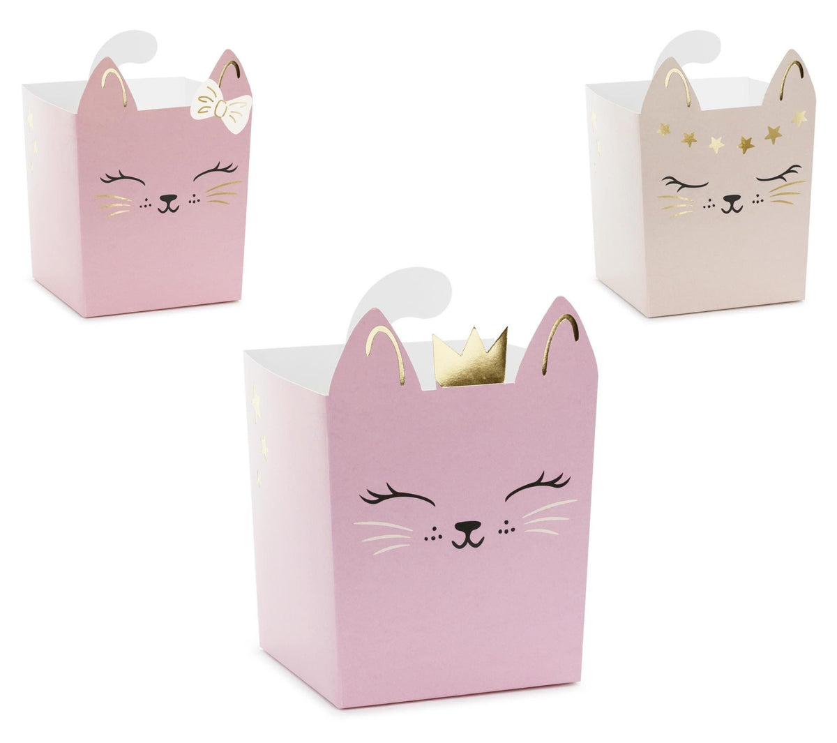 Pink Kitty Cat Treat Boxes 3ct - Stesha Party