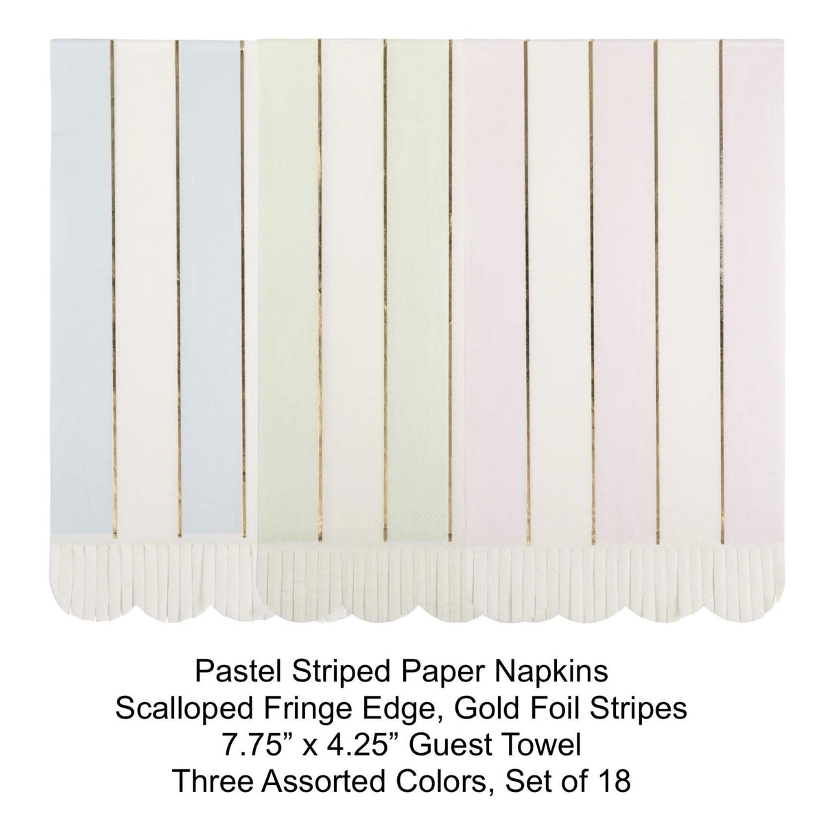 Pink, Mint & Blue Pastel Striped Napkins 18ct - Stesha Party