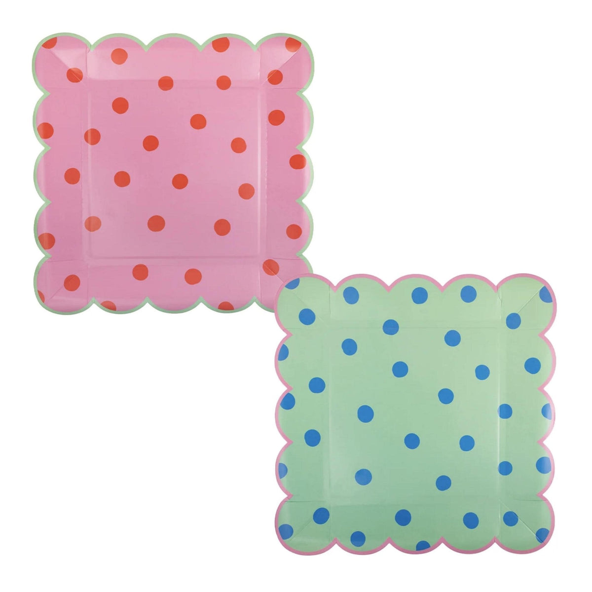 Pink &amp; Mint Polka Dot Party Plates - Stesha Party