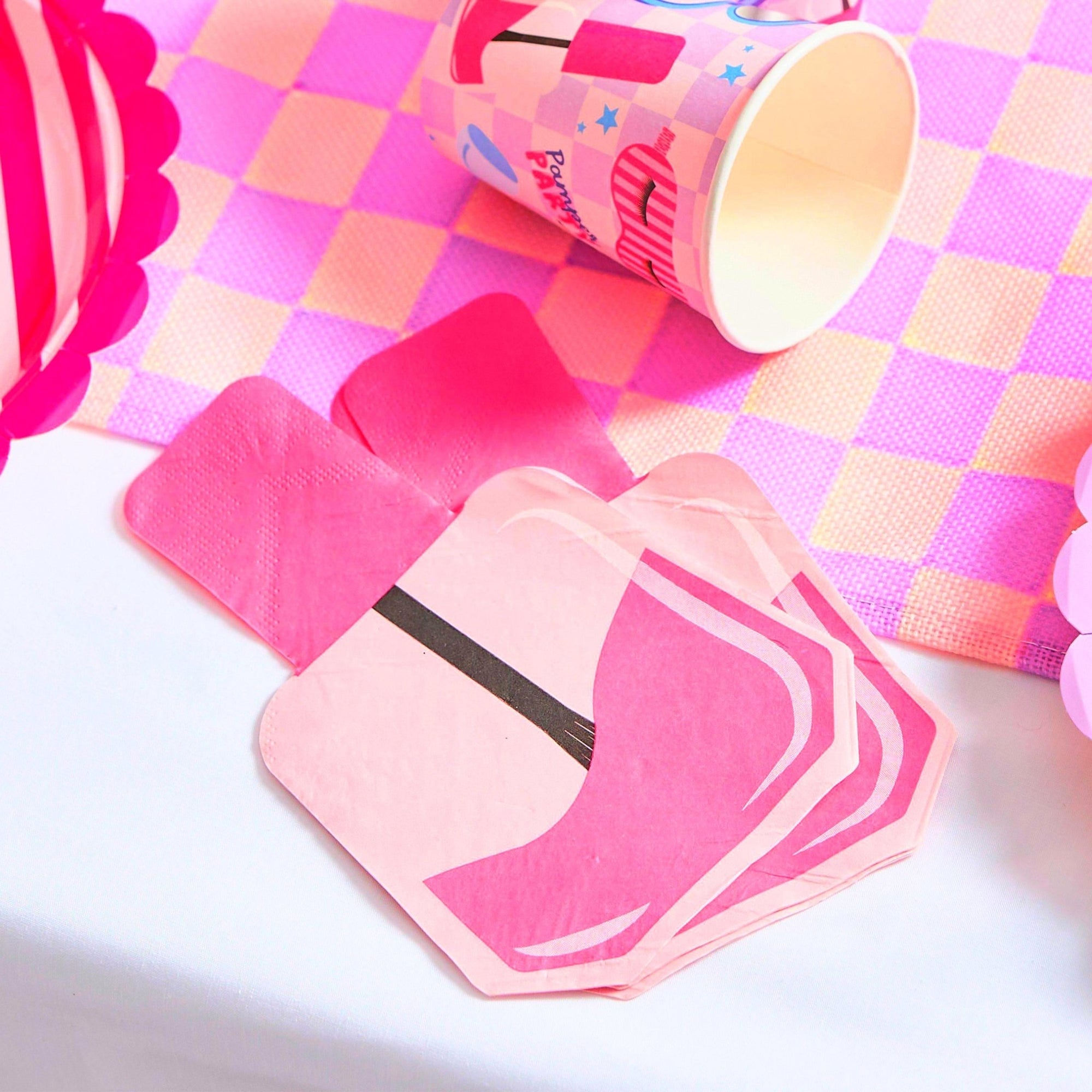 Pink Nail Polish Shaped Napkins 16ct - Stesha Party