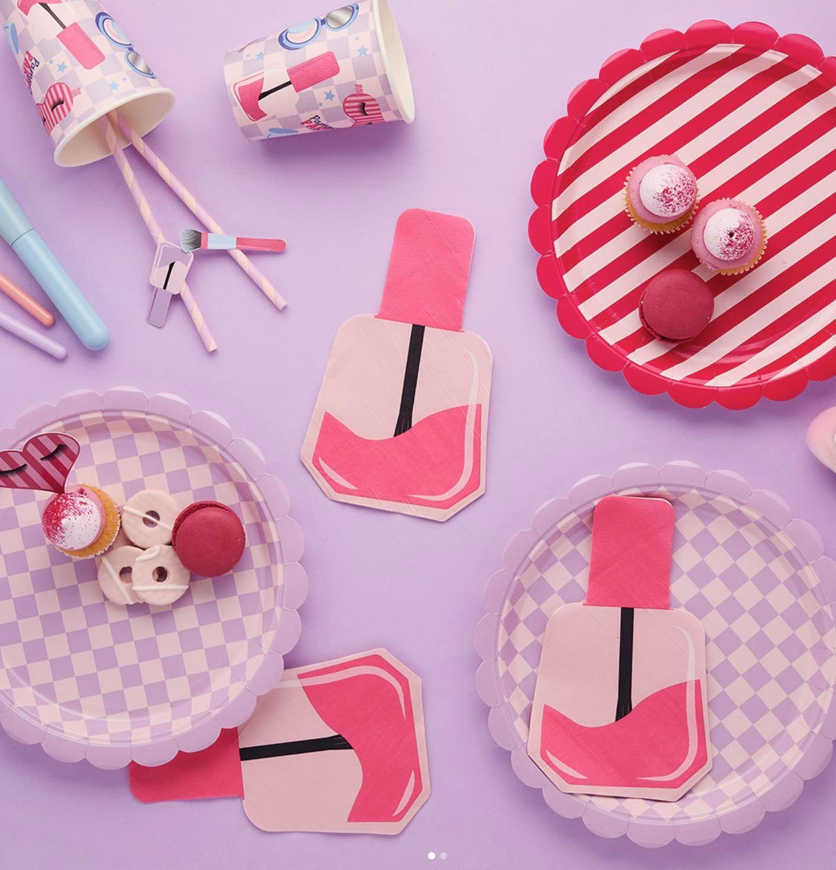 Pink Nail Polish Shaped Napkins 16ct - Stesha Party