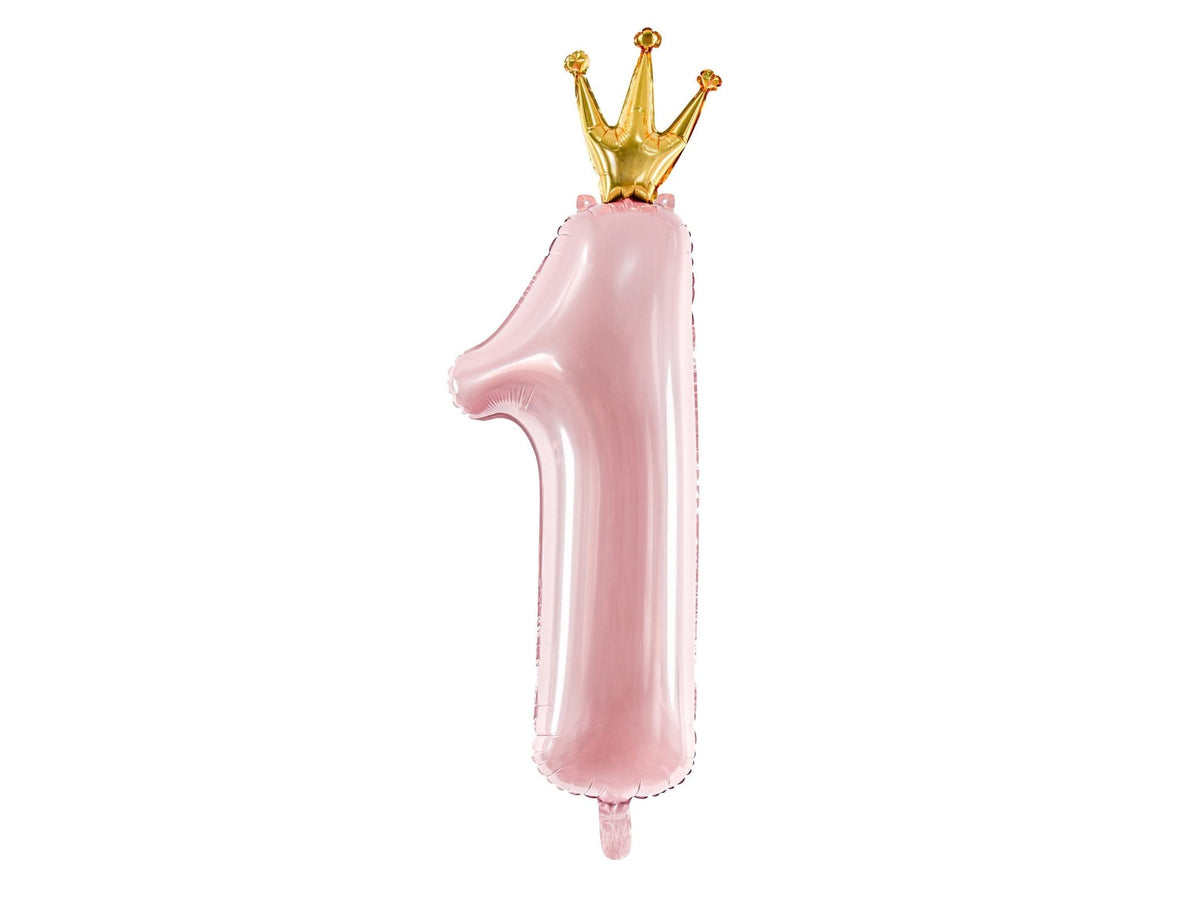 Pink Number One Crown Balloon - Stesha Party