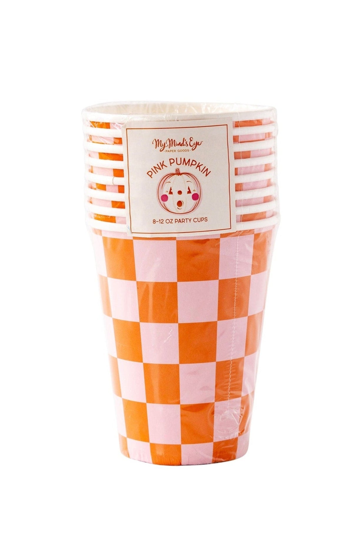 Pink & Orange Checkered Cups - Stesha Party