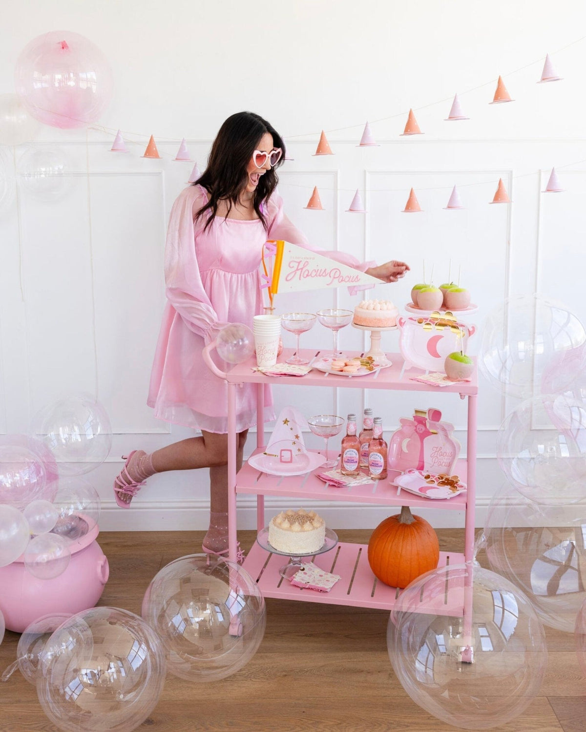 Pink & Orange Witch Hat Banner - Stesha Party