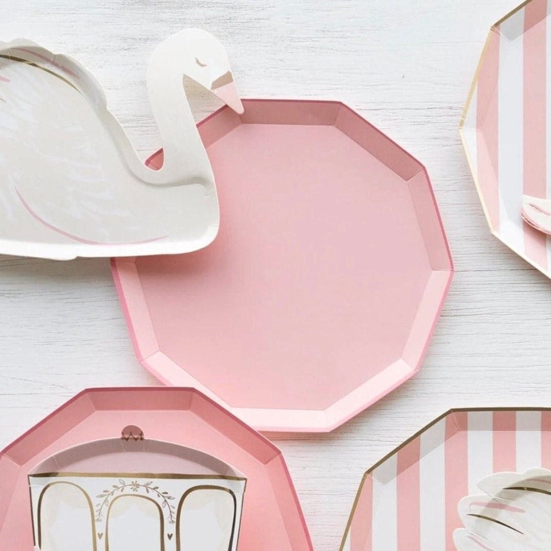 Pink Paper Dinner Plates - Stesha Party