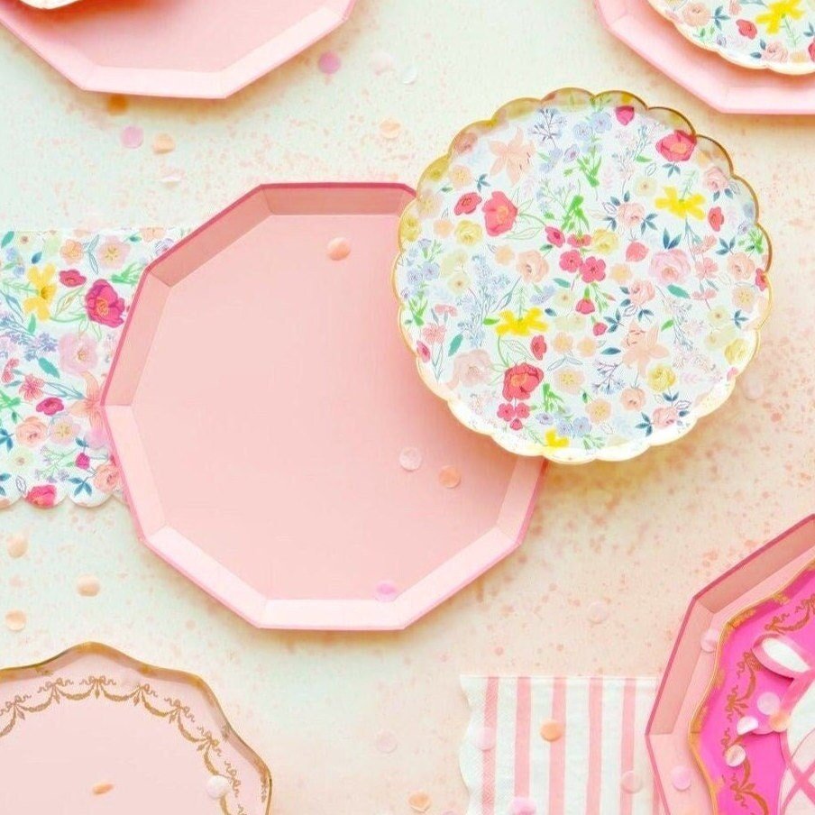 Pink Paper Dinner Plates - Stesha Party