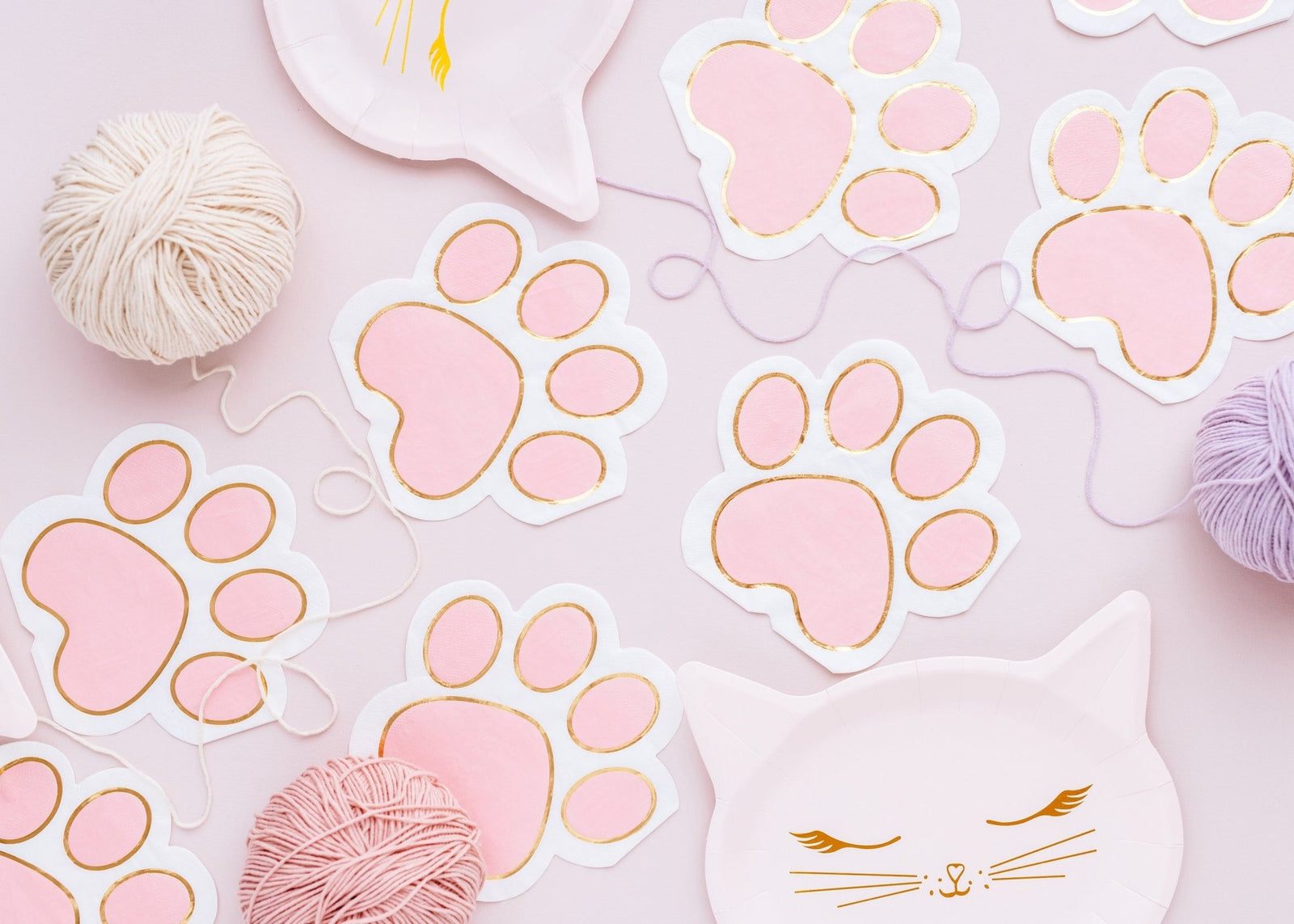 Pink Paw Print Napkins - Stesha Party