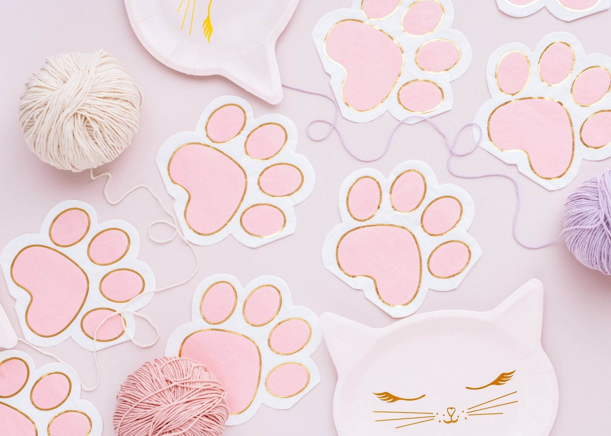 Pink Paw Print Napkins - Stesha Party