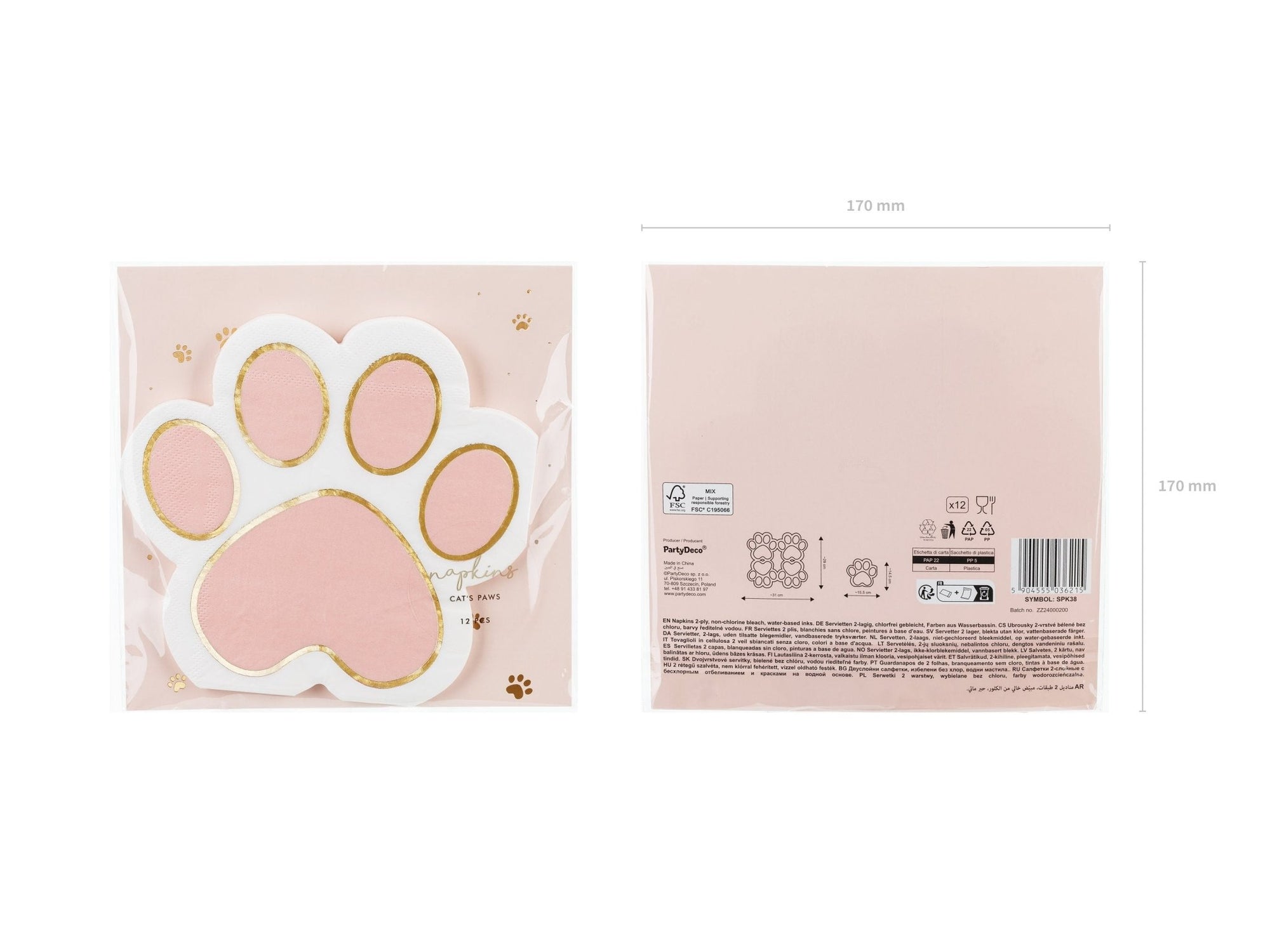 Pink Paw Print Napkins - Stesha Party