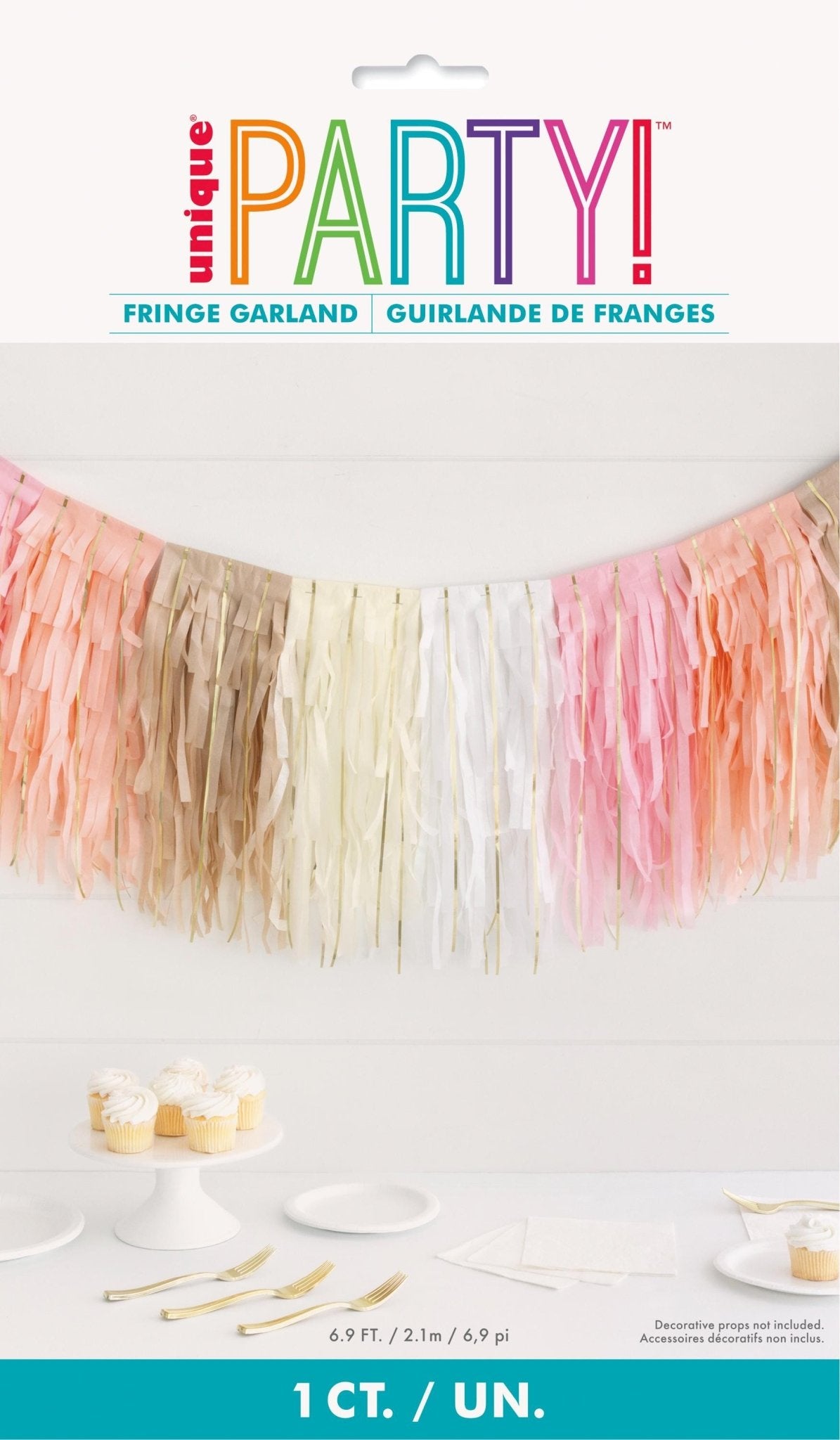Pink & Peach Pastel Fringe Garland 7ct - Stesha Party