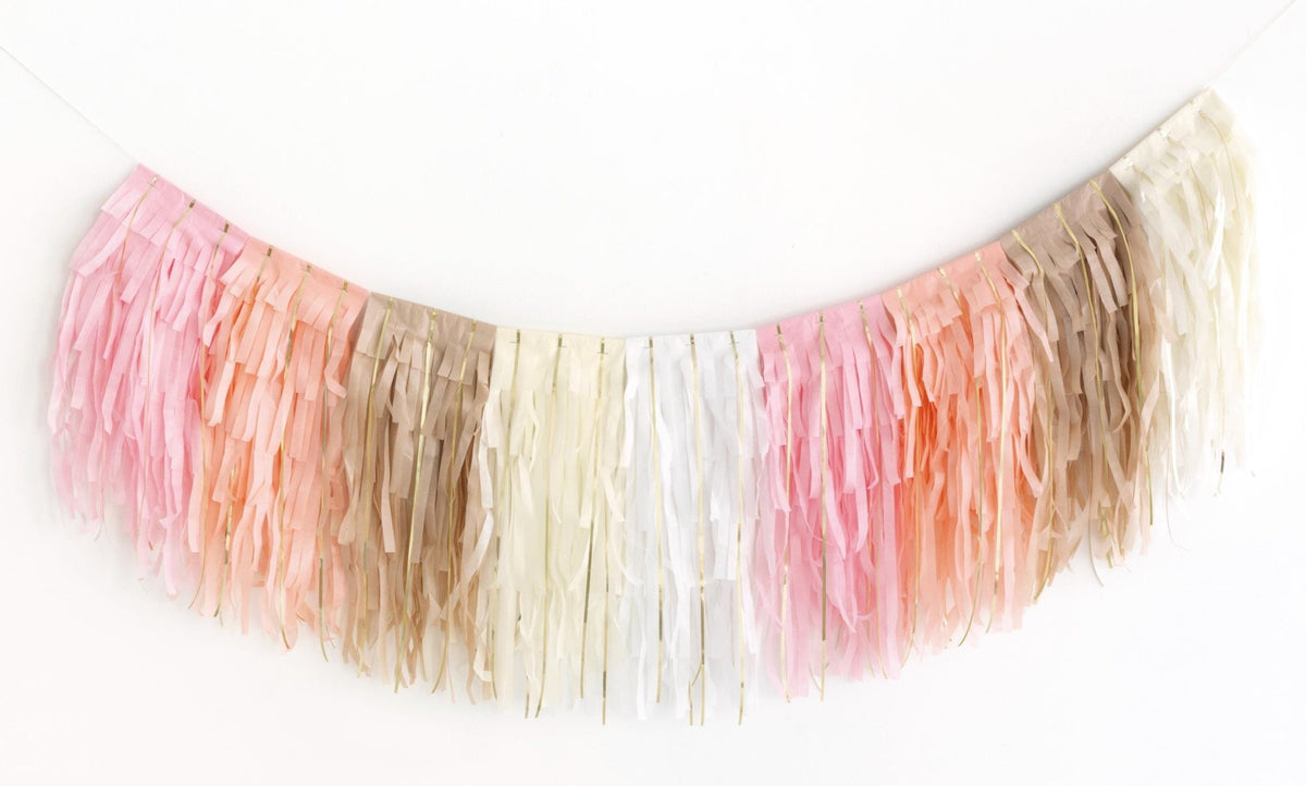 Pink & Peach Pastel Fringe Garland 7ct - Stesha Party