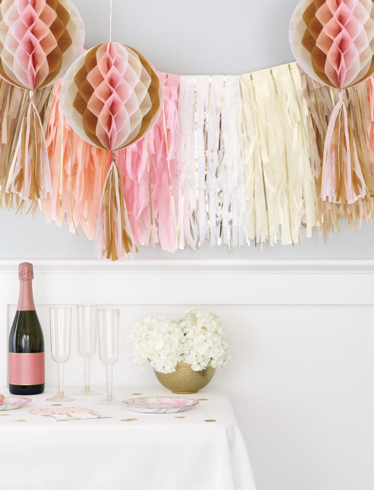 Pink & Peach Pastel Fringe Garland 7ct - Stesha Party