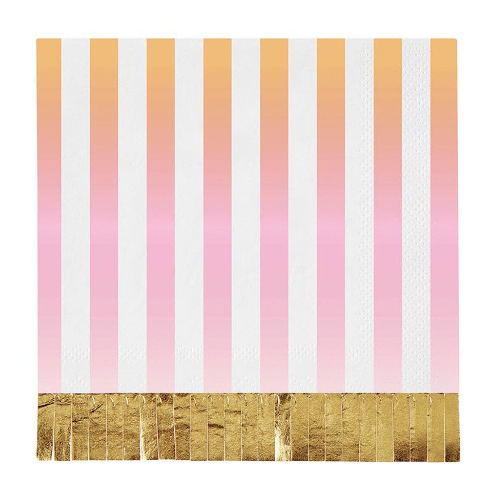 Pink & Peach Striped Napkins - Summer Pool Party, Beach Birthday Decorations, Summer Bachelorette, Poolside Party, Groovy Birthday Party - Stesha Party