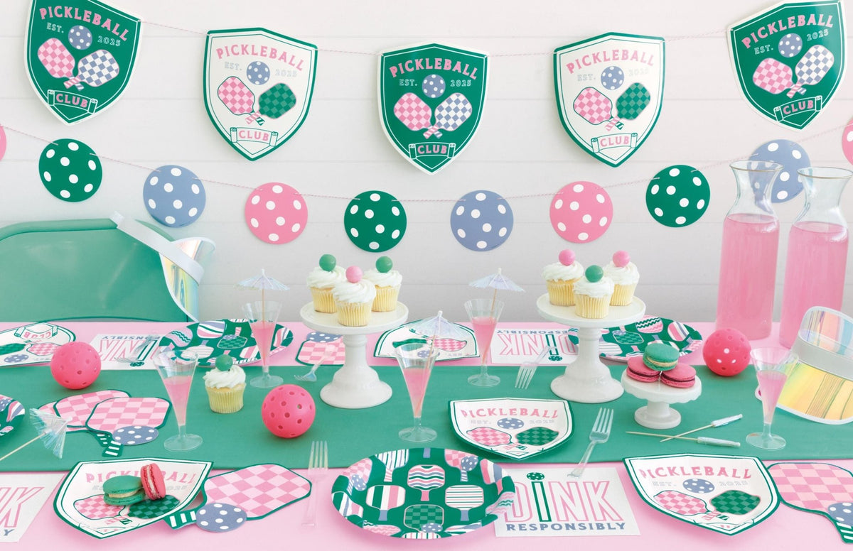 Pink Pickleball Party Dinner Plates 9" - Stesha Party