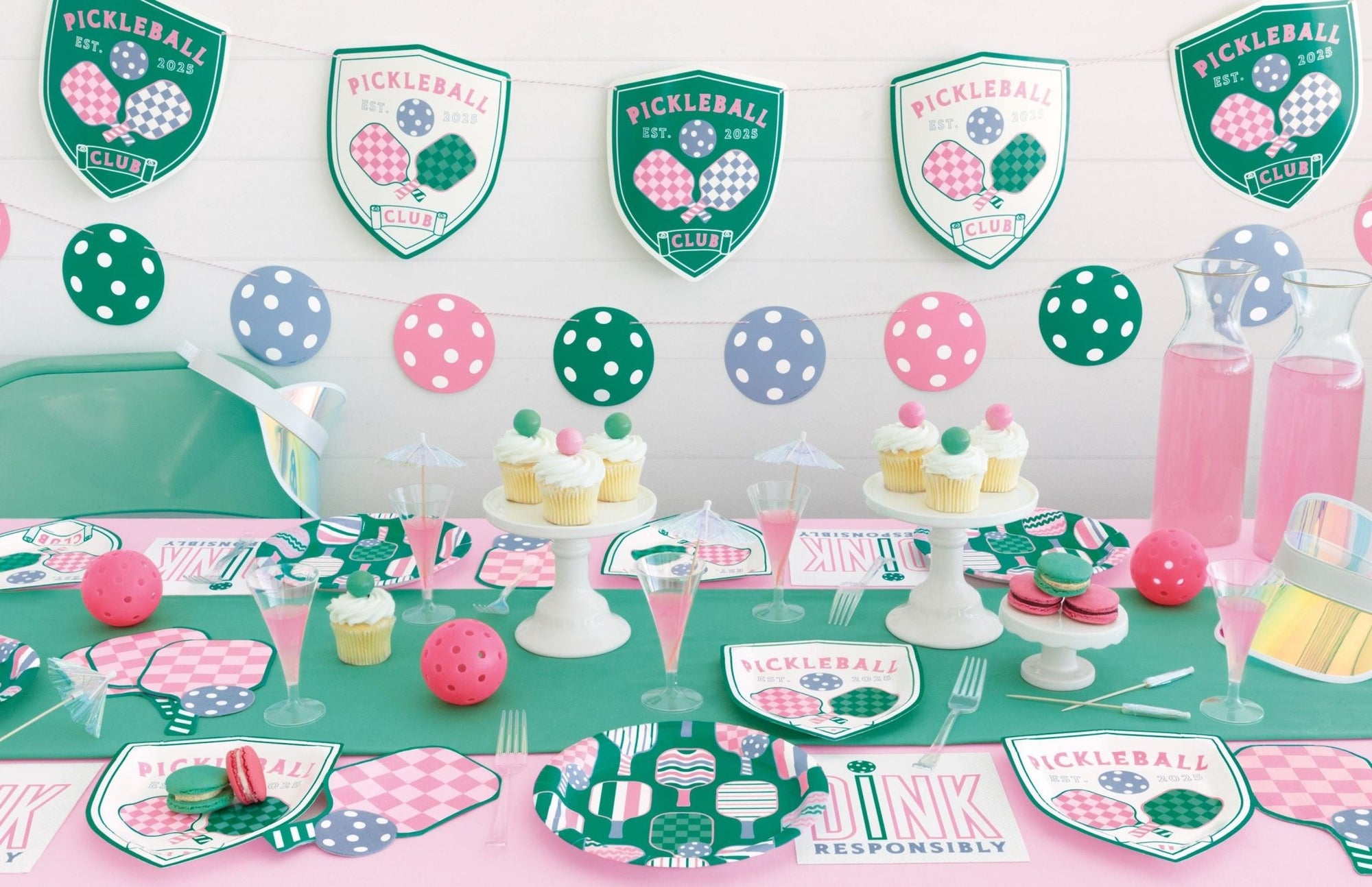 Pink Pickleball Party Dinner Plates 9" - Stesha Party