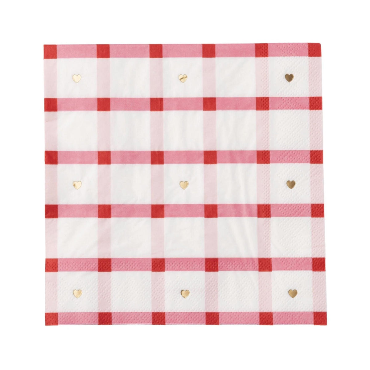 Pink Plaid Heart Napkins - Stesha Party